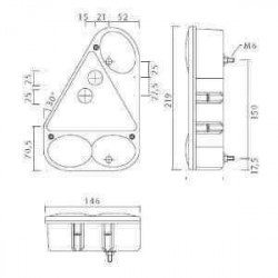 Feu ASPOCK 4-6 fonctions droit dim: 146X219X52mm - Remorques Discount 