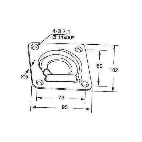 Anneau d'amarrage encastré pour remorque acier galvanisé  - Remorques Discount