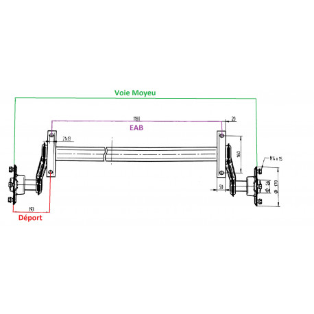 Essieu remorque non freiné PTC:750kg﻿