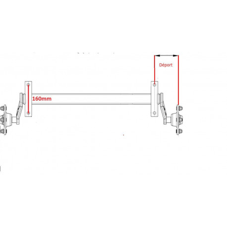 Essieu remorque non freiné RTN PTC:750Kg 4TR130