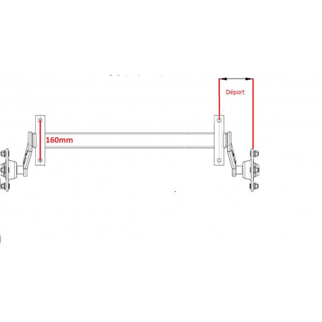 Essieu remorque non freiné RTN PTC: 750Kg 4TR115