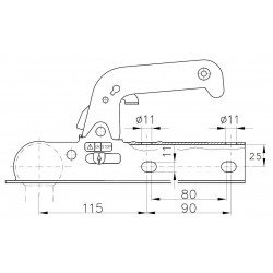 Tête d’Attelage Non Freinée Double Perçage – Tube Carré 60 mm