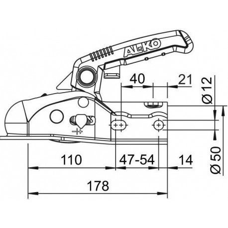 Boîtier d'attelage pour tête AL-KO AK300 PTC: 3000Kg - Remorques Discount 