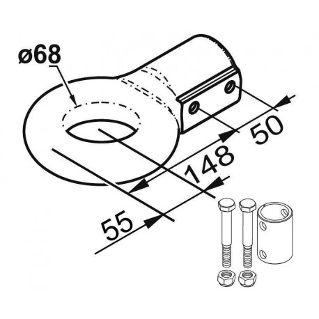 Anneau d'attelage Al-KO 68x42 AL-KO pour tête FA 3.5 - Remorques Discount 