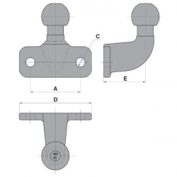 Boule d'attelage coudée pour remorque diamètre 50 charge 3T5 - Remorques Discount