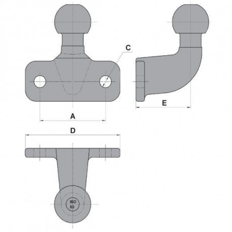Boule d'attelage coudée pour remorque diamètre 50 charge 3T5 - Remorques Discount