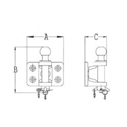 Chape mixte perçage 4T diam 13 diam 50: 1500 kg - Remorques Discount 