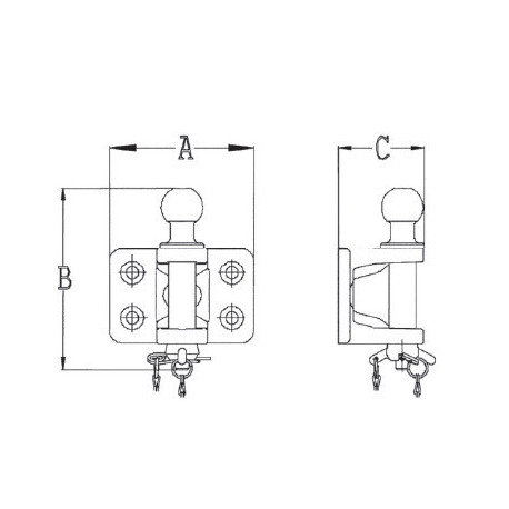 Chape mixte perçage 4T diam 13 diam 50: 1500 kg - Remorques Discount 