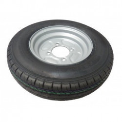 Roue complète 450x10 4 trous 115 mm | Jante grise et pneu noir