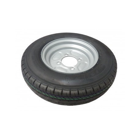 Roue complète 450x10 4 trous 115 mm | Jante grise et pneu noir
