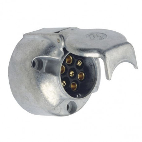 Prise socle 7 broches métal pour remorque - Remorques Discount 