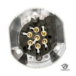 Prise socle 7 broches métal pour remorque - Remorques Discount 