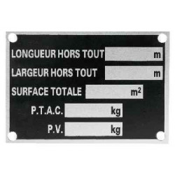 Plaque de tare en aluminium 150x75 mm pour remorque – À riveter