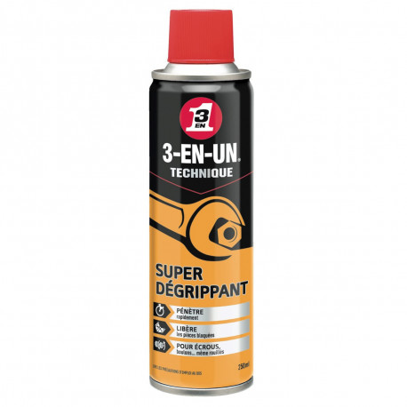 Super Dégrippant 3 EN UN 250ML - Libération Rapide des Pièces Grippées